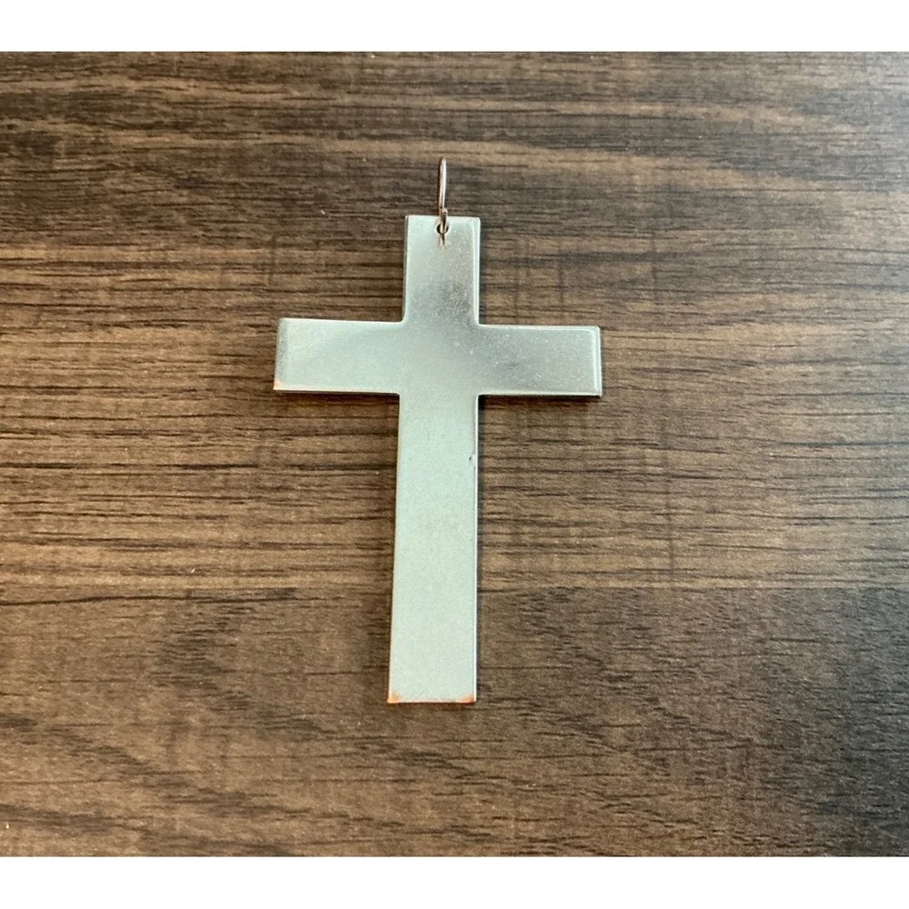 MEN Stainless Steel Silver Plain Cross Necklace Pendant 2-3